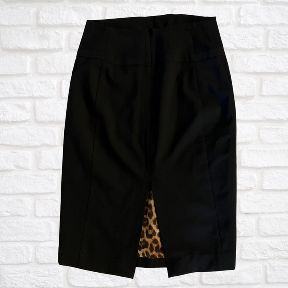 Express Pencil Skirt Black w/Leopard-Print | Express Design Studio | Size 0 - Picture 3 of 7